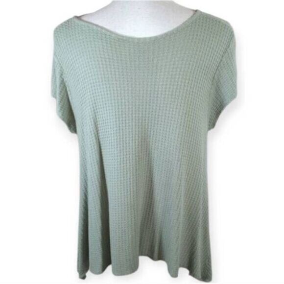 ALYA SEAFOAM GREEN WAFFLE KNIT TOP SZ.M GUC - Picture 3 of 6